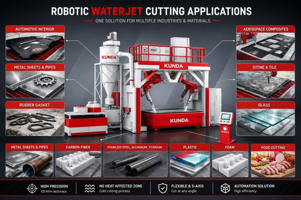 Robot Water Jet 5 Axis Automotive Yaskawa Robotic Water Jet Cutting Machine