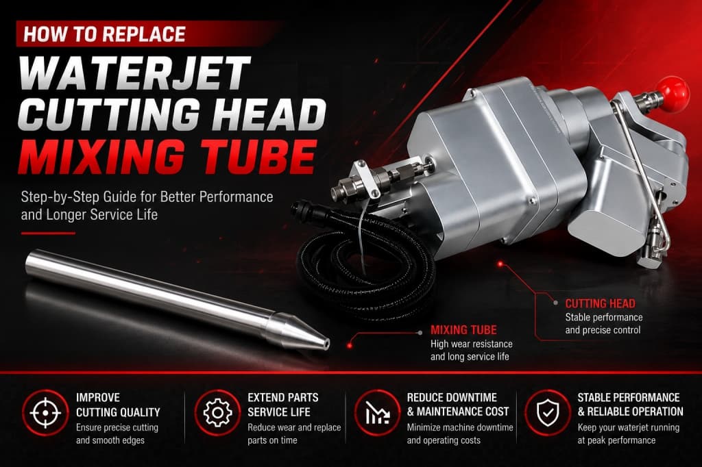 How to replace a waterjet cutting head mixing tube