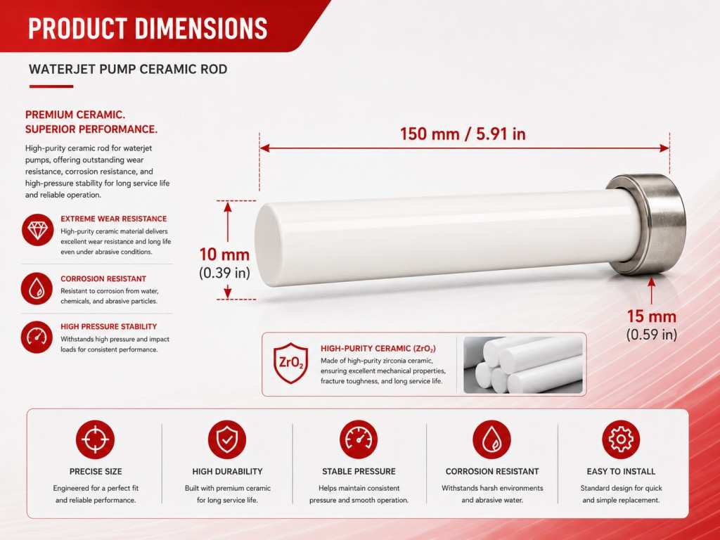 Waterjet Ceramic Rod High Density Waterjet Long Lifespan Ceramic Rod For 90K Waterjet System